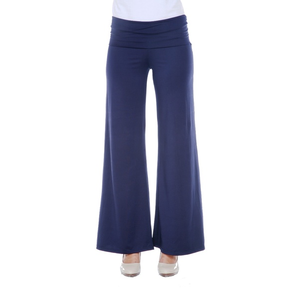 Palazzo Pants-550/navy FOLD DOWN WAIST WIDE LEG - Picture 2 of 4